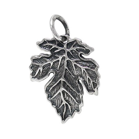 Oxidized Sterling Silver Maple Leaf Pendant - Click Image to Close